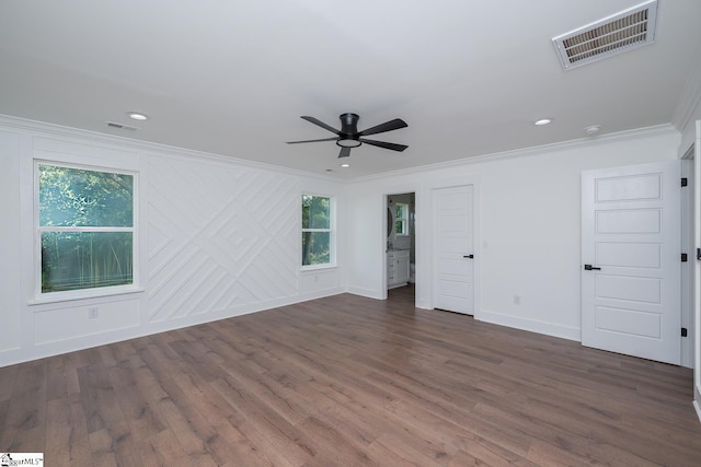 103 Cedar Falls Rd, Fountain Inn, SC 29644 - unfurnished bedroom featuring crown molding, wood finished floors, recessed lighting, and a ceiling fan