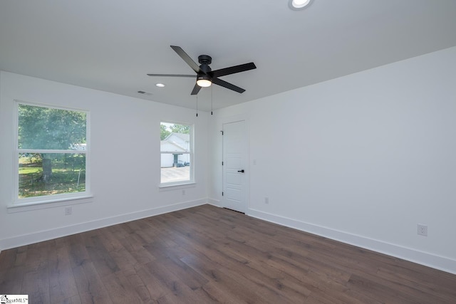 103 Cedar Falls Rd, Fountain Inn, SC 29644 - spare room featuring dark wood-type flooring, ceiling fan, and recessed lighting