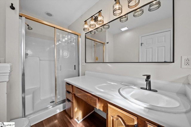 121 Chesterfield Ct, Easley, SC 29640 - full bath featuring a shower stall, vanity, and wood finished floors