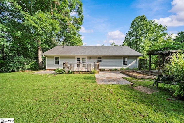121 Chesterfield Ct, Easley, SC 29640 - back of property with a patio area, a pergola, a deck, a lawn, and french doors