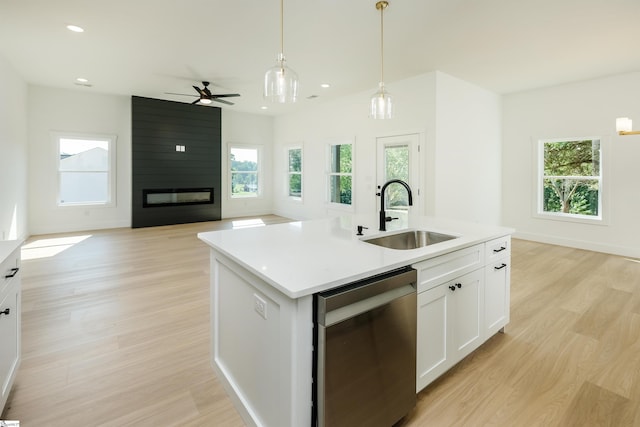 196 Folk Rd, Chesnee, SC 29323 - kitchen featuring dishwasher, light wood-style flooring, open floor plan, healthy amount of natural light, and recessed lighting
