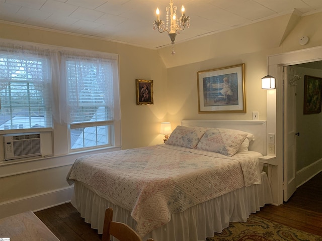 102 Highland Rd, Easley, SC 29640 - bedroom with crown molding, wood finished floors, cooling unit, and a chandelier