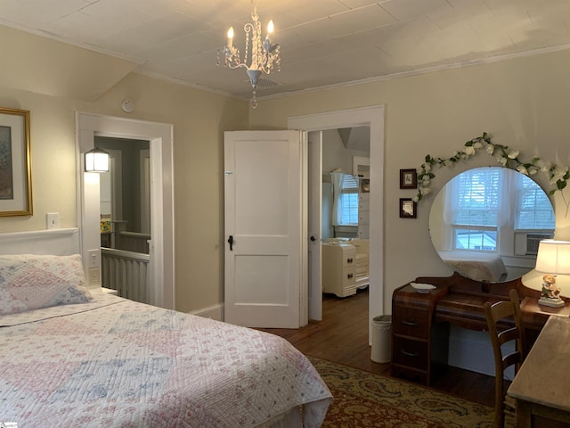 102 Highland Rd, Easley, SC 29640 - bedroom featuring wood finished floors, a chandelier, and crown molding