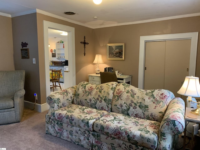 102 Highland Rd, Easley, SC 29640 - living area featuring carpet flooring and crown molding