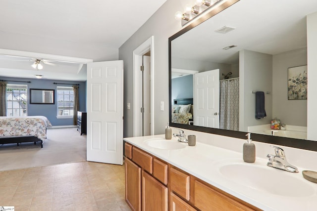 236 Worcester Ln, Easley, SC 29642 - bathroom with connected bathroom, double vanity, and ceiling fan