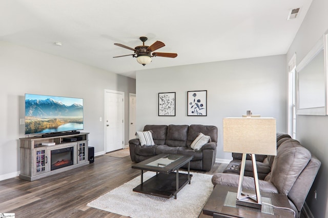 236 Worcester Ln, Easley, SC 29642 - living room featuring a ceiling fan and wood finished floors