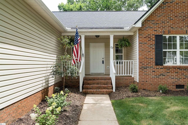 232 Silverbell Dr, Boiling Springs, SC 29316 - entrance to property with a shingled roof, crawl space, and brick siding