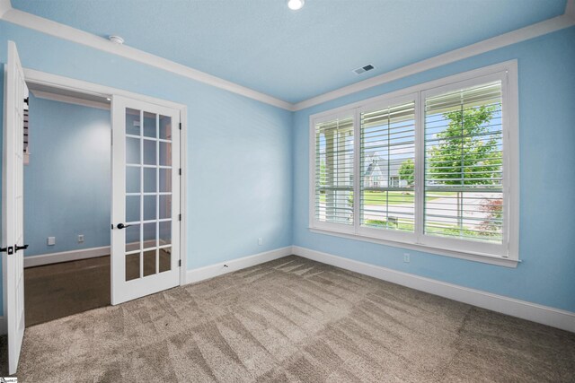 113 River Pines Trl, Greer, SC 29651 - carpeted spare room with healthy amount of natural light, french doors, and ornamental molding