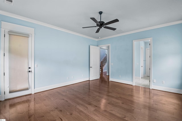 113 River Pines Trl, Greer, SC 29651 - unfurnished bedroom featuring wood finished floors, ornamental molding, and ceiling fan