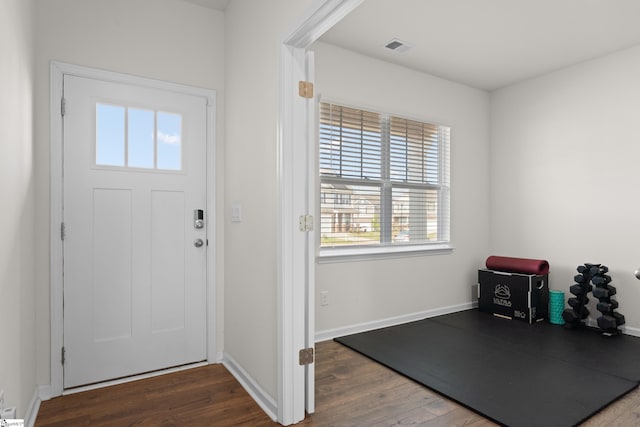 220 Emerald Creek Ave, Greer, SC 29651 - entrance foyer with dark wood-type flooring and baseboards