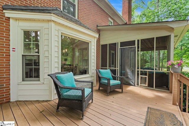 104 Shadowcreek Ct, Simpsonville, SC 29681 - wooden deck featuring a sunroom