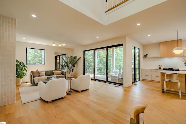 454 Enoree Rd, Travelers Rest, SC 29690 - living room featuring light wood-style flooring and recessed lighting