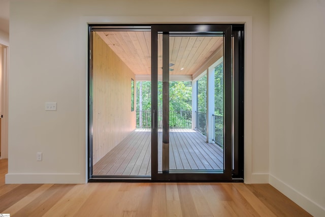 454 Enoree Rd, Travelers Rest, SC 29690 - entryway with wood finished floors and wooden ceiling