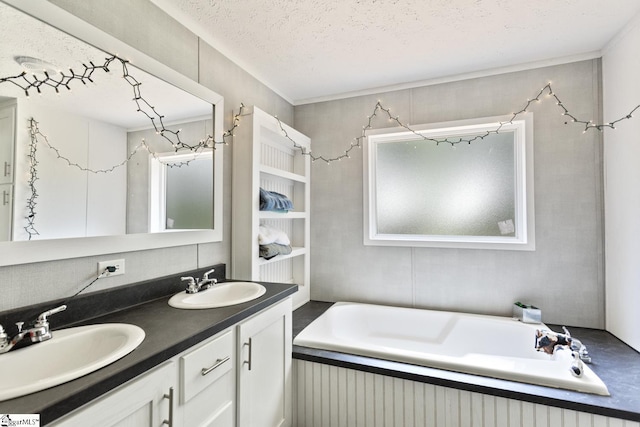419-425 Chesapeake Trl, Pickens, SC 29671 - full bathroom featuring a bath, double vanity, and a textured ceiling