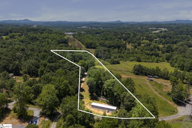419-425 Chesapeake Trl, Pickens, SC 29671 - aerial overview of property's location featuring a heavily wooded area and property parcel outlined