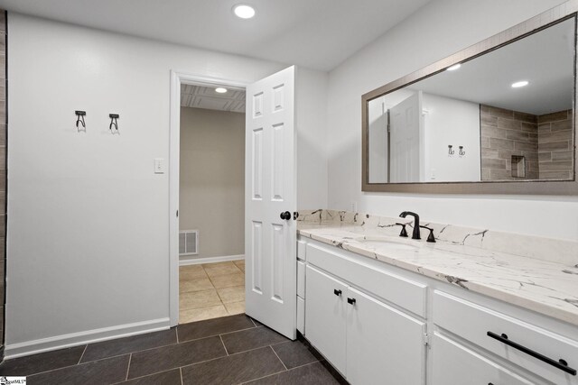 600 Packs Mountain Ridge Rd, Taylors, SC 29687 - bathroom with vanity, tile patterned floors, and recessed lighting