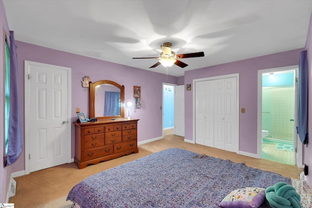 5 Nova St, Taylors, SC 29687 - bedroom featuring light colored carpet, a ceiling fan, ensuite bathroom, and a closet