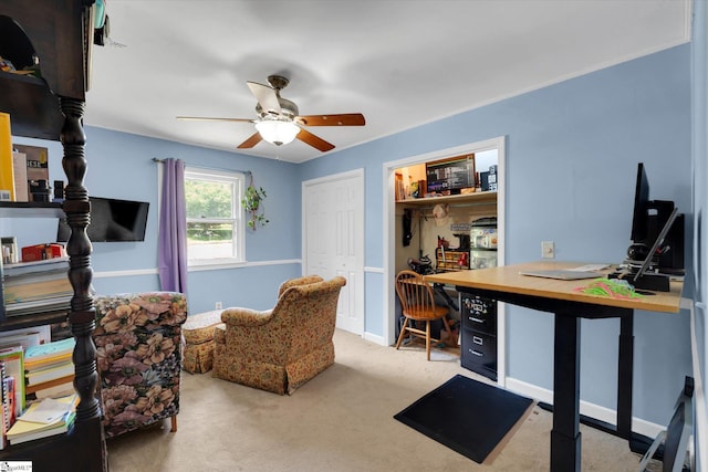 5 Nova St, Taylors, SC 29687 - carpeted home office featuring a ceiling fan and baseboards