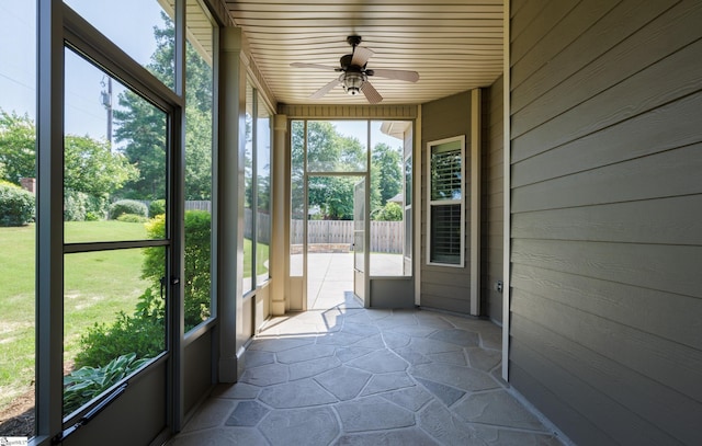 215 Wando Way, Greer, SC 29650 - unfurnished sunroom featuring ceiling fan