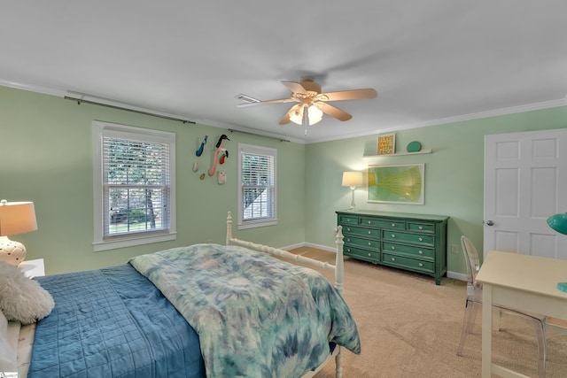 111 Brandon Way, Simpsonville, SC 29681 - bedroom with ornamental molding, light carpet, and ceiling fan