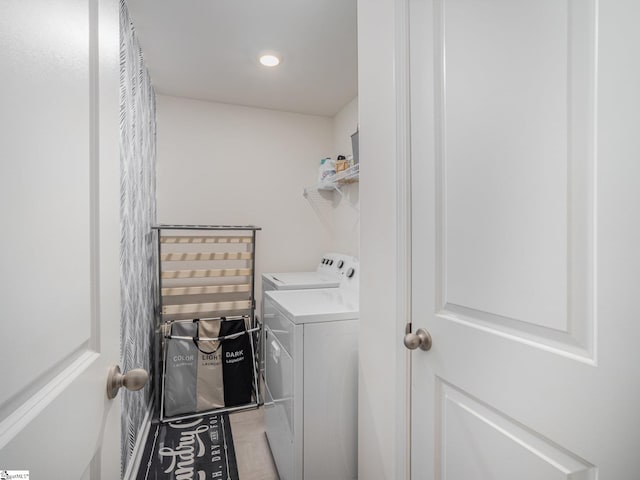 126 Blue Springs Way, Simpsonville, SC 29680 - laundry area with washing machine and clothes dryer and recessed lighting