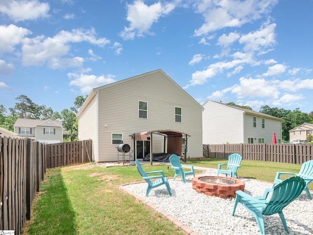 126 Blue Springs Way, Simpsonville, SC 29680 - rear view of property with a fire pit and a fenced backyard