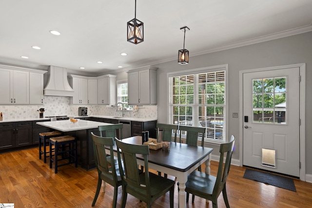 6 Mandarin Cir, Taylors, SC 29687 - dining space featuring ornamental molding, wood finished floors, and recessed lighting