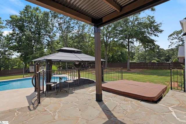 6 Mandarin Cir, Taylors, SC 29687 - fenced backyard featuring a gazebo, a patio, and view of wooded area