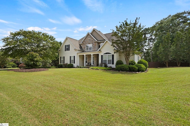 6 Mandarin Cir, Taylors, SC 29687 - view of front of property featuring stone siding and a front lawn