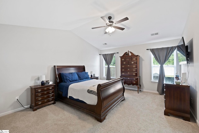 259 Millen Dr, Woodruff, SC 29388 - bedroom featuring vaulted ceiling, light colored carpet, and ceiling fan