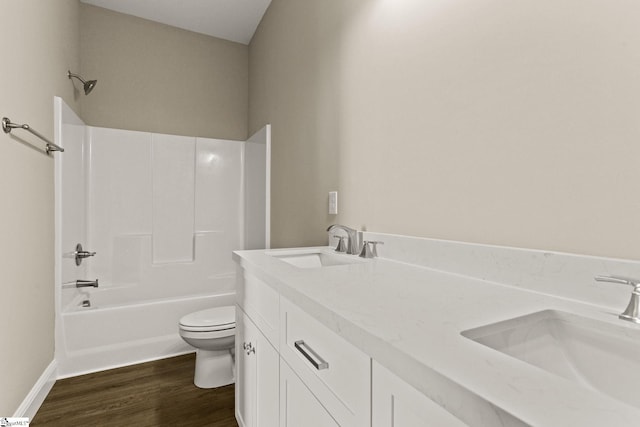 1231 Apalache St, Greer, SC 29651 - bathroom with bathtub / shower combination, wood finished floors, and double vanity
