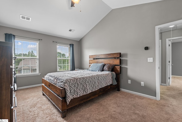 626 Duncan Station Dr, Duncan, SC 29334 - bedroom with carpet, vaulted ceiling, attic access, and a ceiling fan