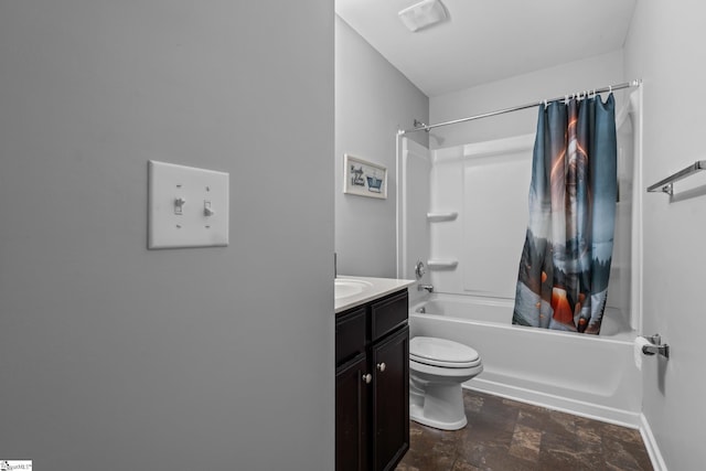 626 Duncan Station Dr, Duncan, SC 29334 - bathroom with stone finish floors, shower / tub combo with curtain, and vanity