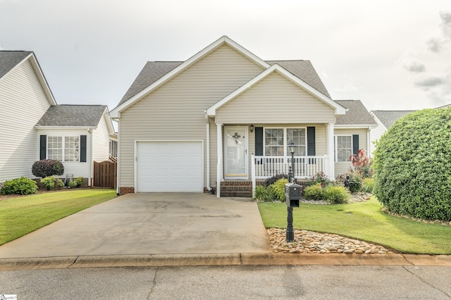 110 Baldwin Pl, Easley, SC 29642 - traditional-style home with covered porch, concrete driveway, a garage, and a front lawn