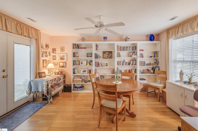 110 Baldwin Pl, Easley, SC 29642 - dining room featuring plenty of natural light, light wood finished floors, a textured ceiling, and a ceiling fan