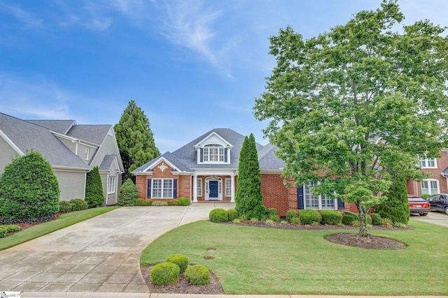 3 Henson Pl, Greer, SC 29650 - traditional-style home featuring brick siding, driveway, a front yard, and a shingled roof