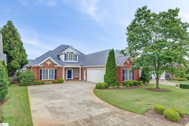 3 Henson Pl, Greer, SC 29650 - traditional-style house with brick siding, driveway, a garage, a front lawn, and roof with shingles