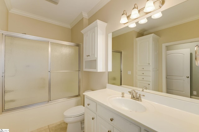 3 Henson Pl, Greer, SC 29650 - full bathroom with crown molding, vanity, enclosed tub / shower combo, and tile patterned flooring
