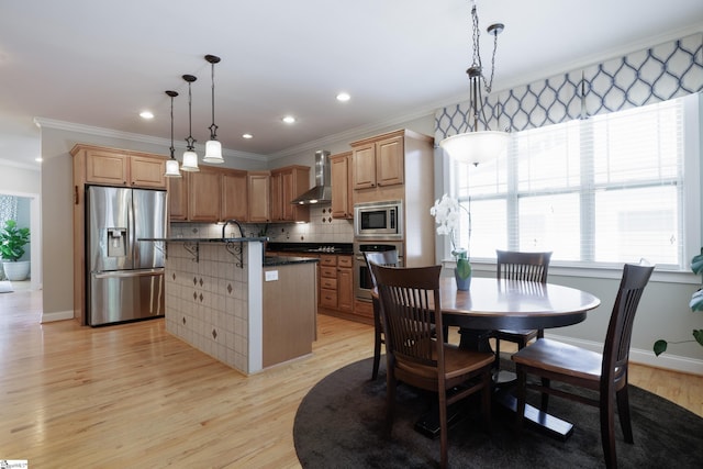 101 Stonewash Way, Greer, SC 29650 - dining room with ornamental molding, plenty of natural light, light wood-style flooring, and recessed lighting