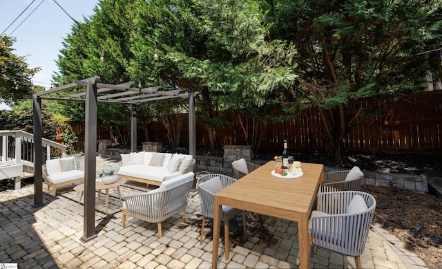 101 Stonewash Way, Greer, SC 29650 - fenced backyard featuring a pergola, a patio, outdoor lounge area, and outdoor dining area