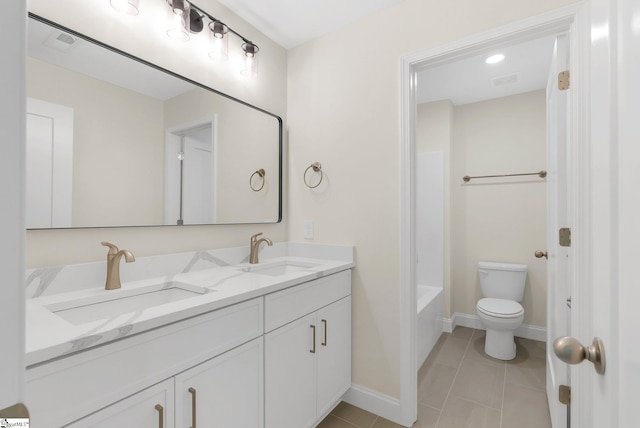 293 Pine Hills Rd, Woodruff, SC 29388 - bathroom featuring double vanity, tile patterned flooring, and shower / bath combination