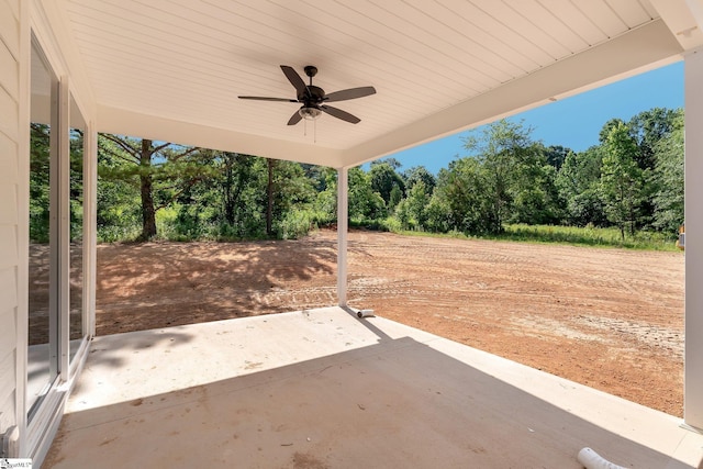 293 Pine Hills Rd, Woodruff, SC 29388 - view of patio / terrace with ceiling fan and view of scattered trees