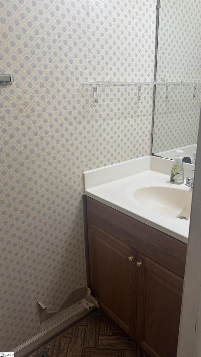 101 Polo Dr, Simpsonville, SC 29681 - bathroom featuring vanity and wallpapered walls