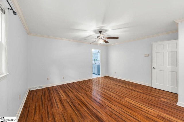 111 Bonwood Ave, Simpsonville, SC 29681 - unfurnished room featuring ceiling fan, wood finished floors, and crown molding