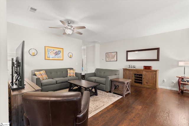 710 Westwood Rd, Lyman, SC 29365 - living area featuring dark wood-type flooring and ceiling fan
