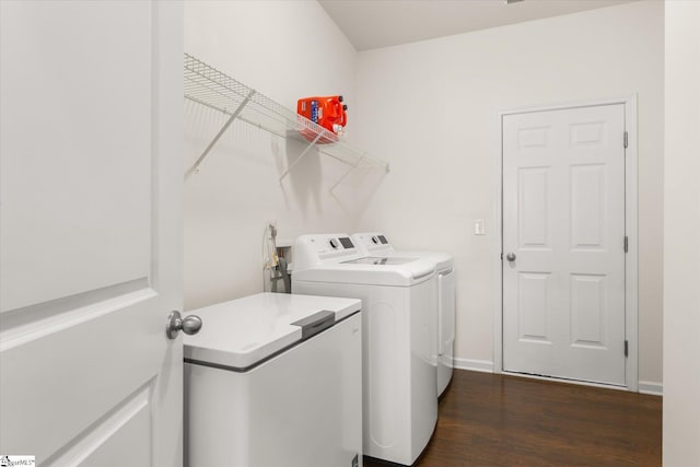 710 Westwood Rd, Lyman, SC 29365 - washroom featuring separate washer and dryer and dark wood-style flooring