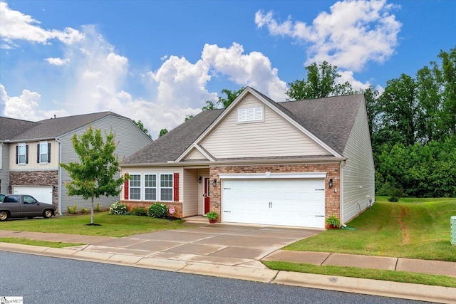 710 Westwood Rd, Lyman, SC 29365 - traditional-style house with brick siding, an attached garage, a front yard, and driveway