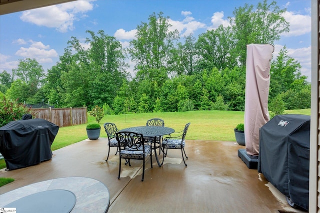 710 Westwood Rd, Lyman, SC 29365 - view of patio / terrace featuring grilling area, outdoor dining space, and view of scattered trees
