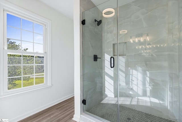 612 Walnut Way, Anderson, SC 29626 - full bathroom featuring plenty of natural light, wood finished floors, and a stall shower