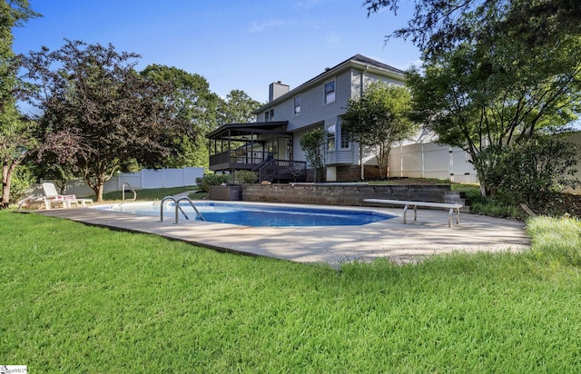 612 Walnut Way, Anderson, SC 29626 - view of pool featuring a wooden deck, a patio area, and a diving board